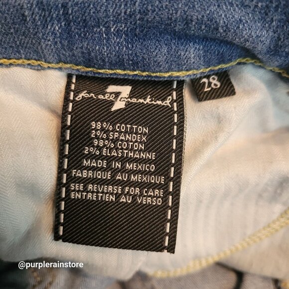 7 For All Mankind Jeans 28 Josefina Skinny Boyfriend Mid Rise Button Fly Stretch - Picture 6 of 13